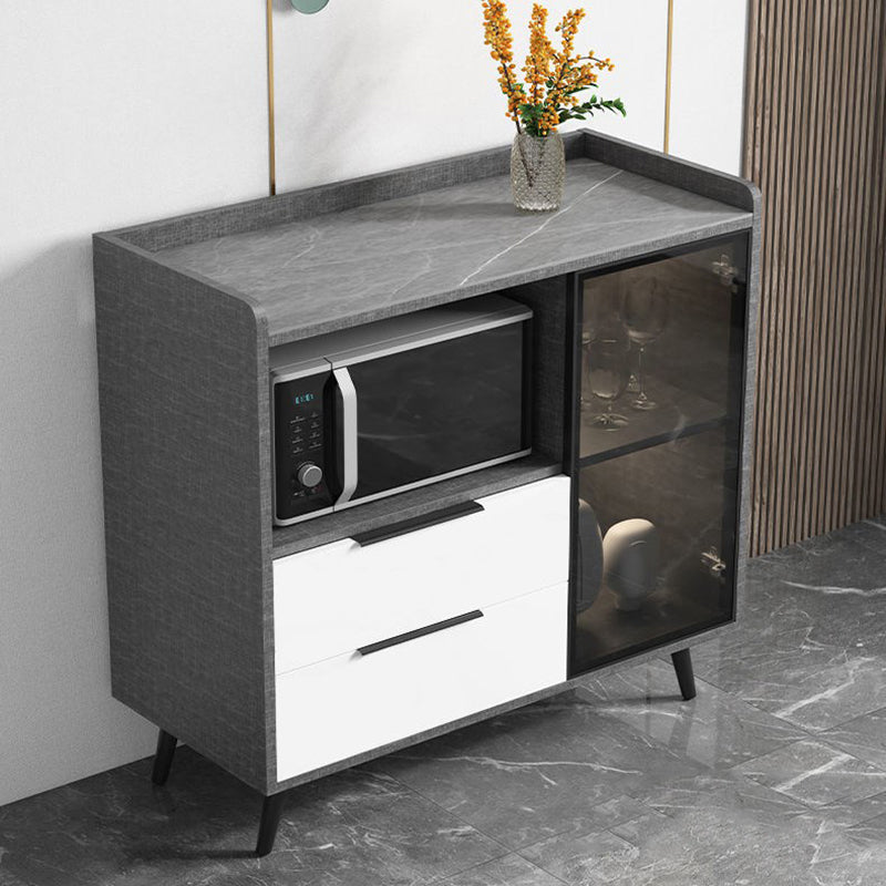 Rectangle Storage Sideboard Modern Kitchen Cabinet with Drawers and Doors without Lamp