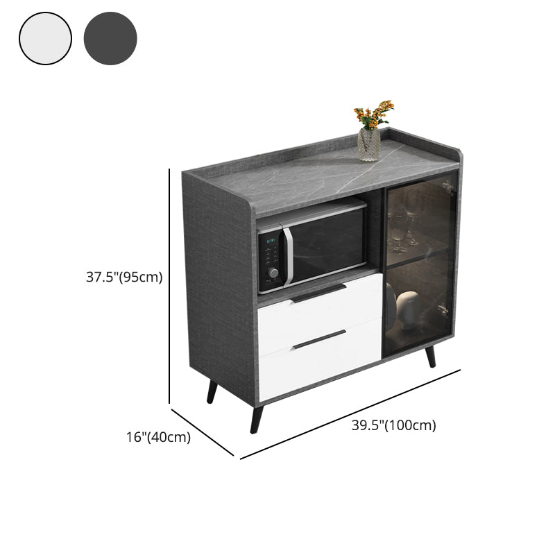 Rectangle Storage Sideboard Modern Kitchen Cabinet with Drawers and Doors without Lamp