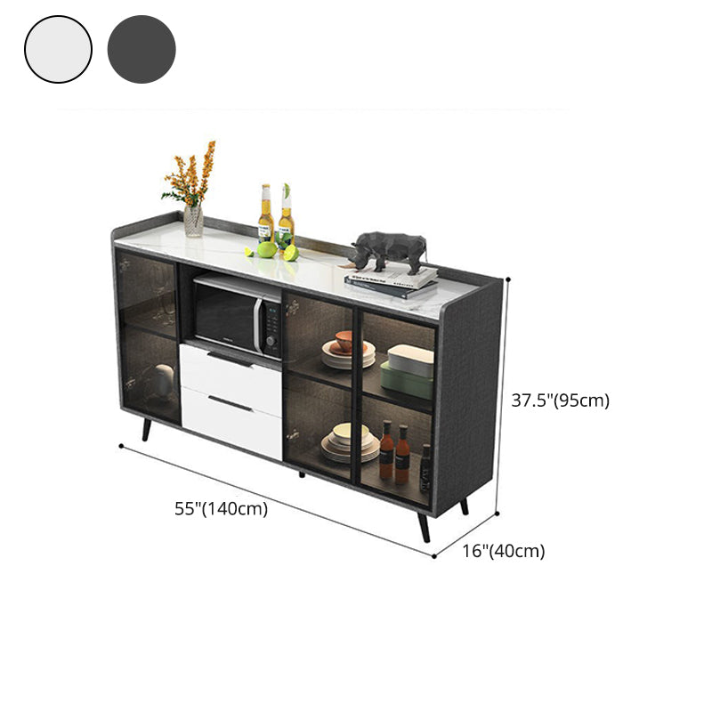 Rectangle Storage Sideboard Modern Kitchen Cabinet with Drawers and Doors without Lamp