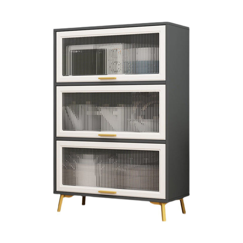 Glam Style Sideboard Engineered Wood Glass Doors Dining Sideboard for Kitchen