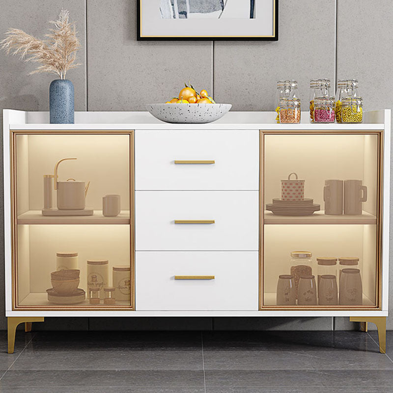 Glam Engineered Wood Sideboard Adjustable Shelving Credenza with Drawer for Living Room