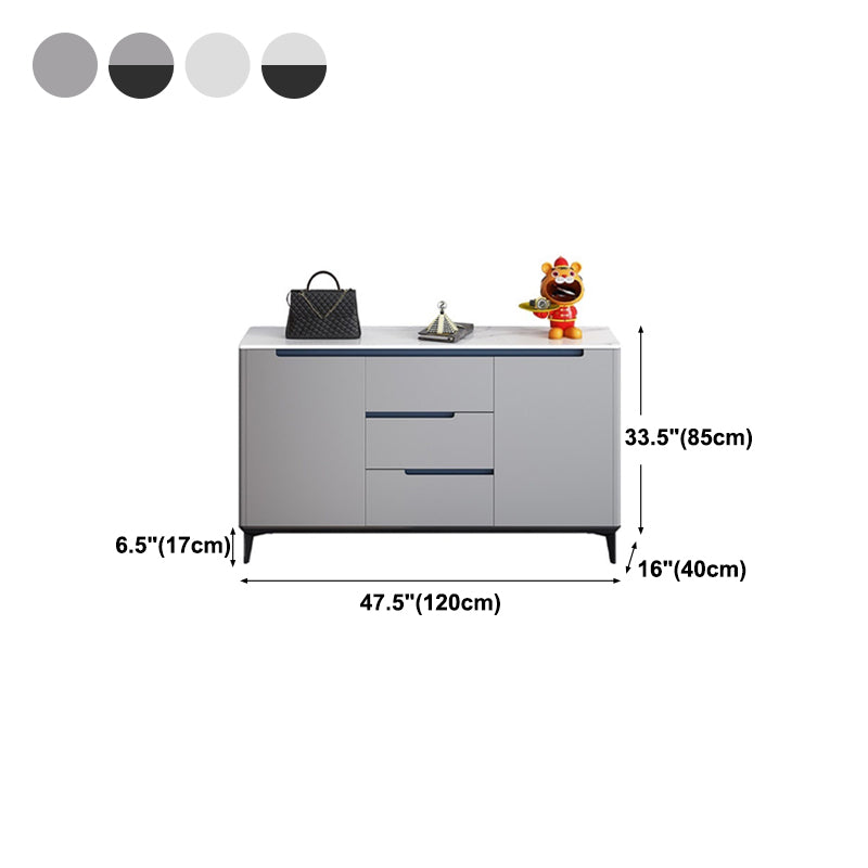 Modern Stone 35"H Sideboard Buffet 3-Drawer 2-Door Dining Room Buffet Server