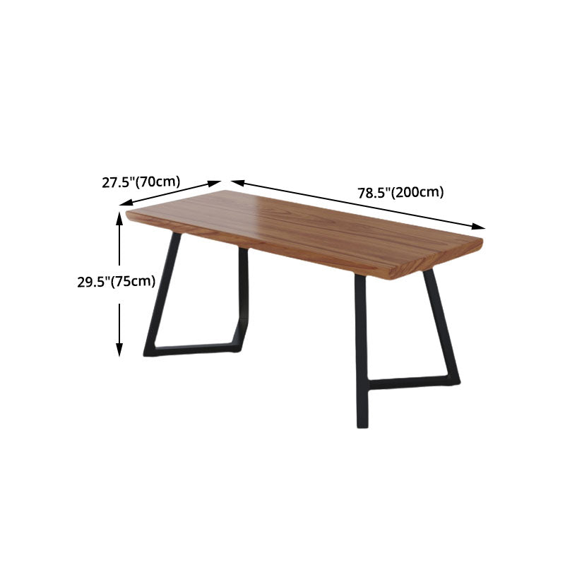 Industrial Style Writing Desk Solid Wood Office Desk with Metal Base for Home