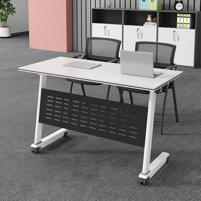 Contemporary Manufactured Wood Office Desk Rectangular Desk with Wheels