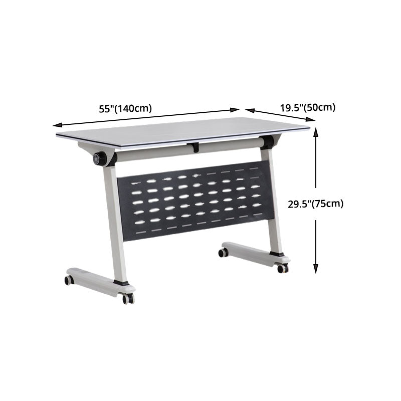 Contemporary Manufactured Wood Office Desk Rectangular Desk with Wheels