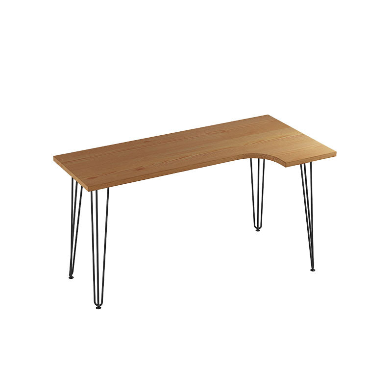 Industrial L-Shape Writing Desk Solid Wood Office Desk for Home