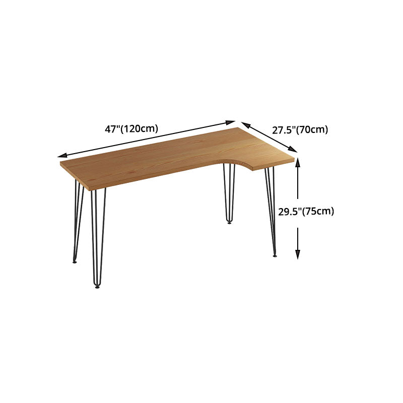 Industrial L-Shape Writing Desk Solid Wood Office Desk for Home