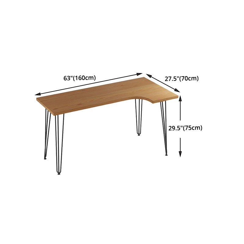 Industrial L-Shape Writing Desk Solid Wood Office Desk for Home