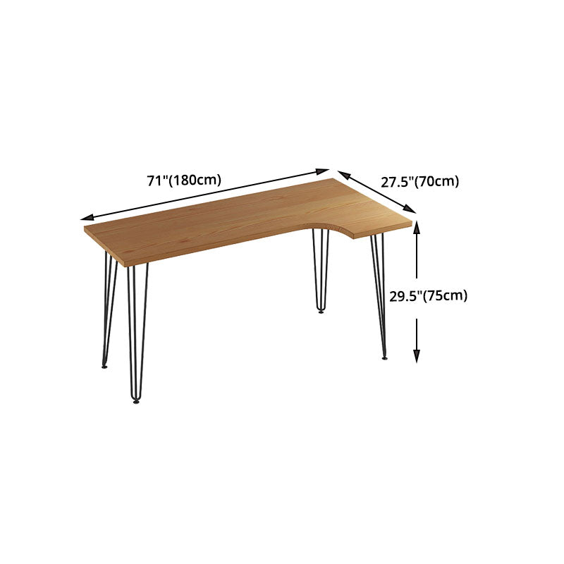 Industrial L-Shape Writing Desk Solid Wood Office Desk for Home