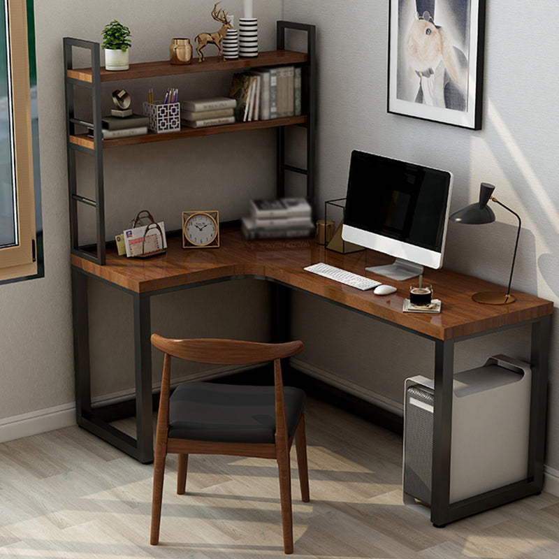 Industrial Style Writing Desk Solid Wood L-Shape Office Desk