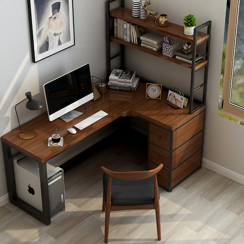 Industrial Style Writing Desk Solid Wood L-Shape Office Desk