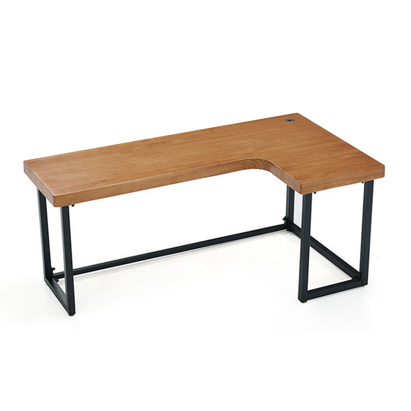 Solid Wood Writing Desk Industrial Style L-Shape Office Desk for Home Office