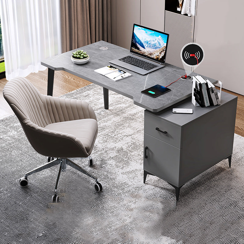 Contemporary Office Desk Home Writing Desk with Drawer and Cabinet