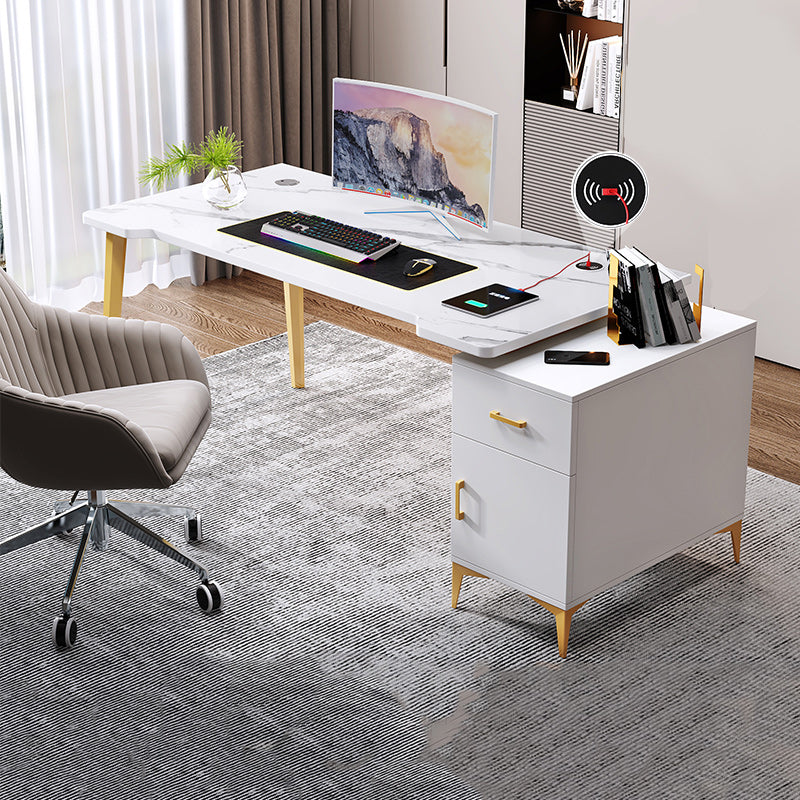 Contemporary Office Desk Home Writing Desk with Drawer and Cabinet