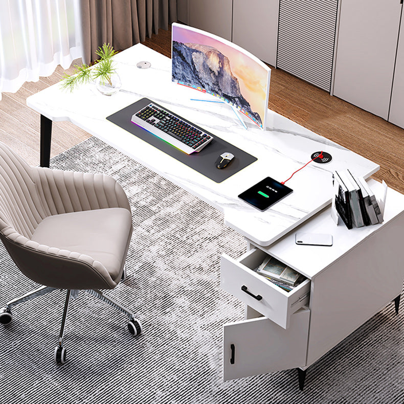 Contemporary Office Desk Home Writing Desk with Drawer and Cabinet