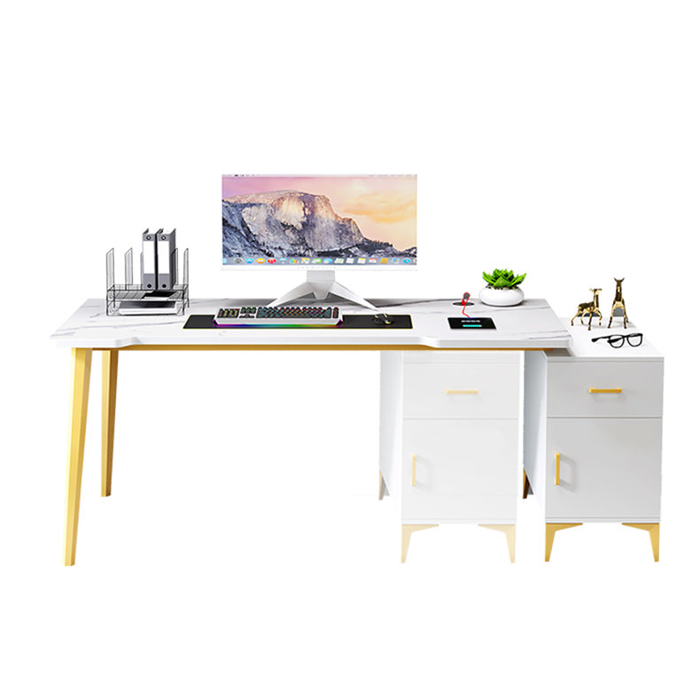 Contemporary Office Desk Home Writing Desk with Drawer and Cabinet