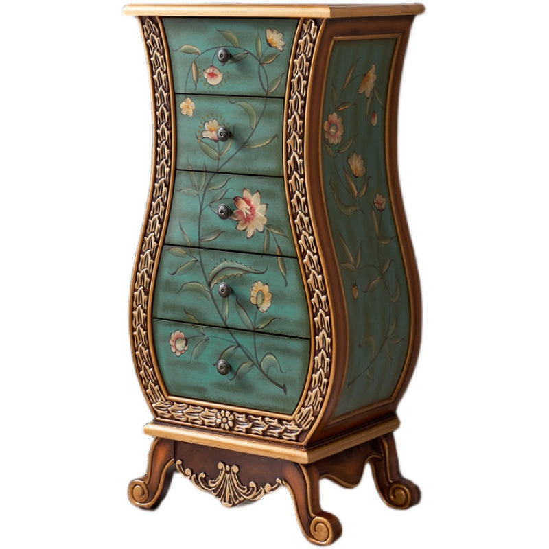 Vase Shape Wooden Lingerie Chest Traditional Style Bedroom Vertical Storage Chest