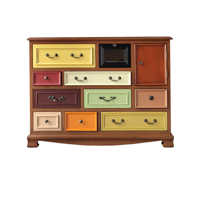 Wooden Storage Chest Dresser Retro Style Bedroom Storage Chest with Drawers