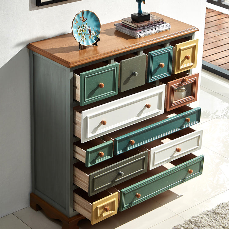 Bedroom Wooden Storage Chest Retro Storage Chest Dresser with Multi Drawers