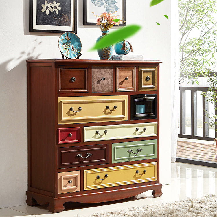 Bedroom Wooden Storage Chest Retro Storage Chest Dresser with Multi Drawers