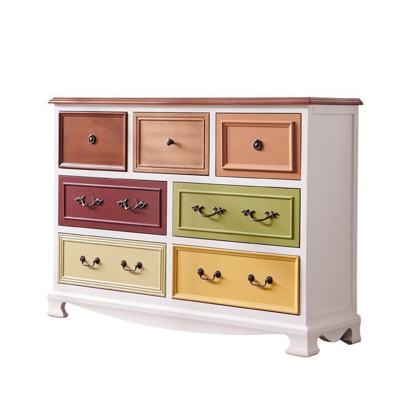 Bedroom Wooden Storage Chest Retro Storage Chest Dresser with Multi Drawers