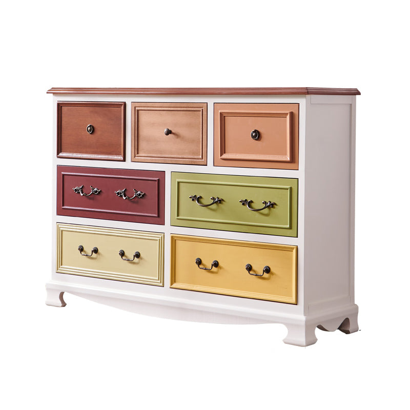 Bedroom Wooden Storage Chest Retro Storage Chest Dresser with Multi Drawers