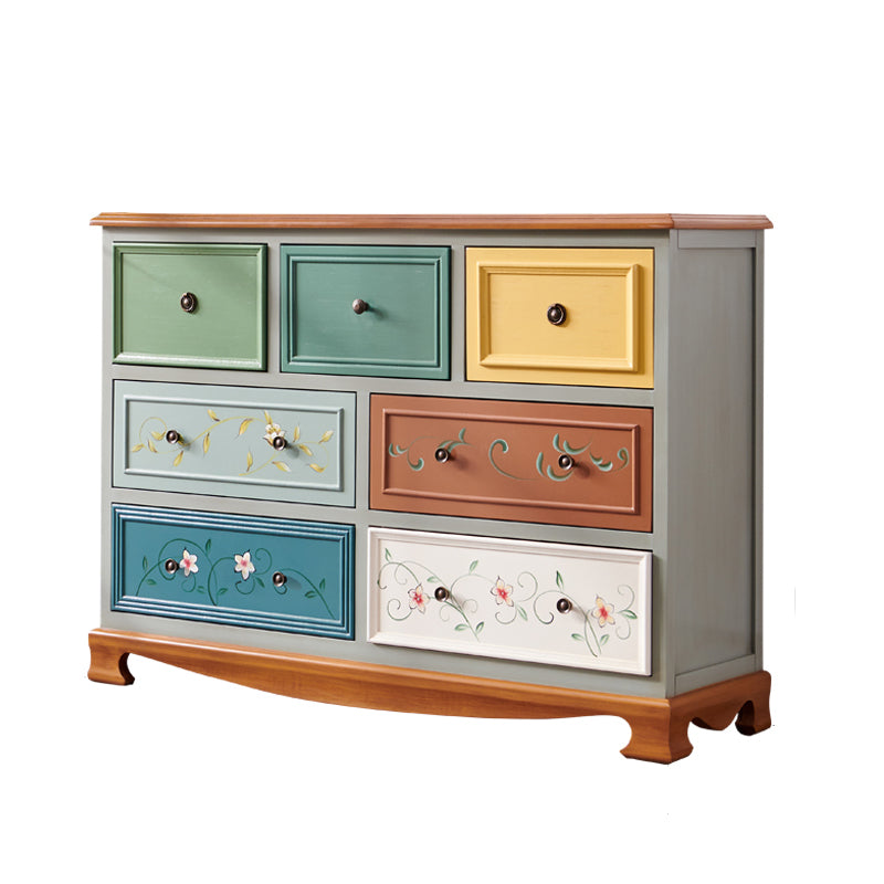 Bedroom Wooden Storage Chest Retro Storage Chest Dresser with Multi Drawers