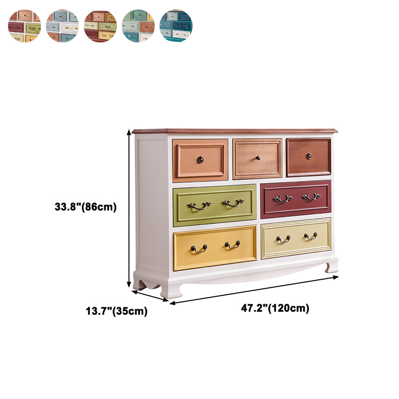 Bedroom Wooden Storage Chest Retro Storage Chest Dresser with Multi Drawers