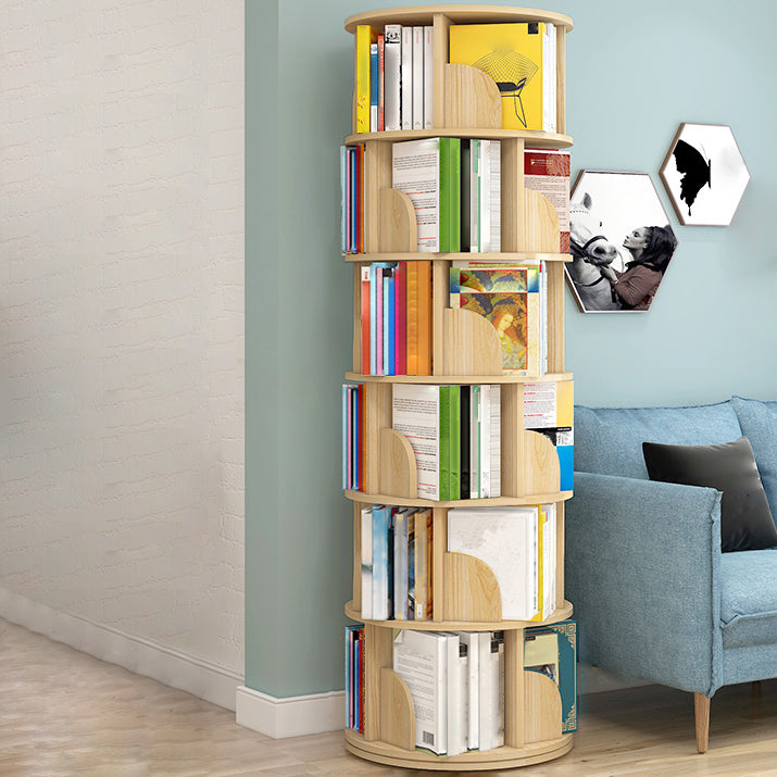 Modern Artificial Wood Bookcase Cylinder Bookshelf for Home Office