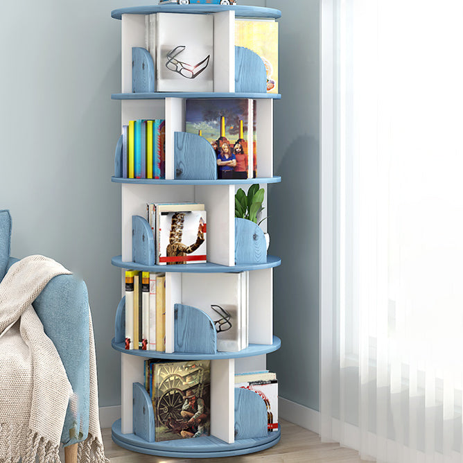 Modern Artificial Wood Bookcase Cylinder Bookshelf for Home Office