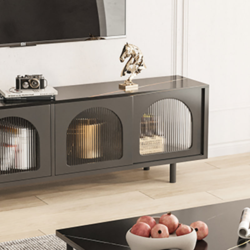 Modern Style TV Stand Stone Enclosed Storage TV Console with 4-Door