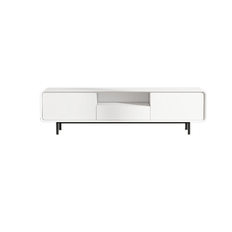 16" D Modern TV Stand Console White Open Storage TV Cabinet , Faux Wood