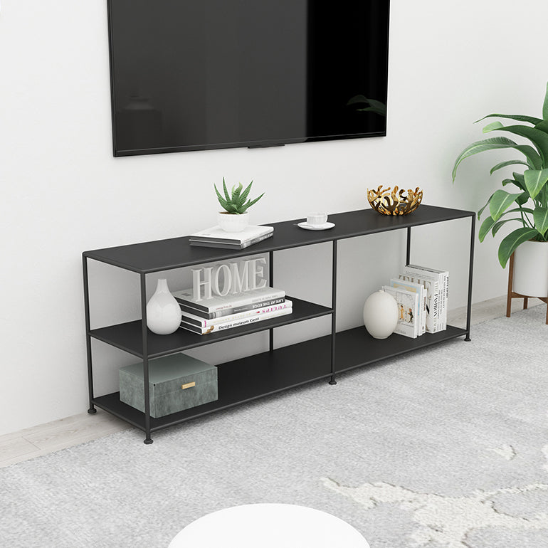 12.99"D TV Stand Industrial Style Open Storage TV Console with 3-shelf