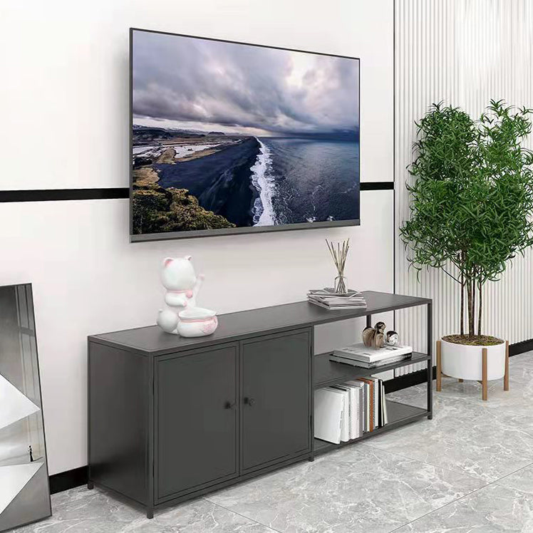 Industrial Style TV Stand Metal Open Storage TV Console with Shelves