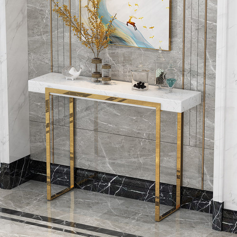 Glam Frame Marble and Stainless Steel Rectangle Scratch Resistant Console