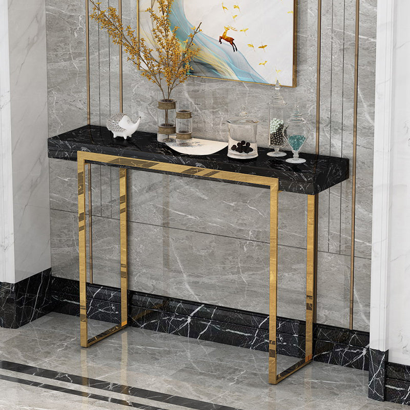 Glam Frame Marble and Stainless Steel Rectangle Scratch Resistant Console