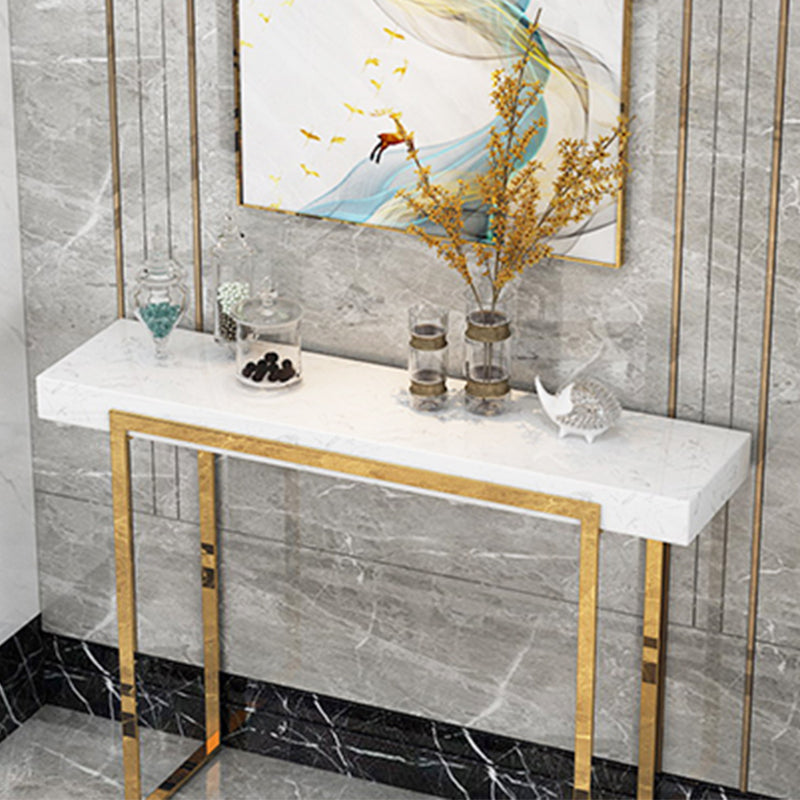 Glam Frame Marble and Stainless Steel Rectangle Scratch Resistant Console