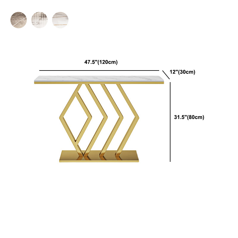 Glam Pedestal Slate Rectangle Scratch Resistant Gold Console Table