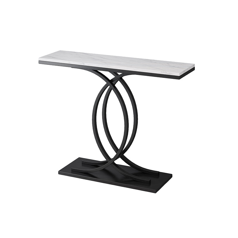 Stain Resistant Rectangular Top Glam Slate/metal Console Table