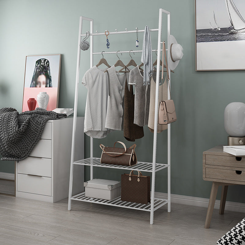 Industrial Entryway Hall Tree with Two Storage Shelves, Hall Stand with Two Hanging Rail