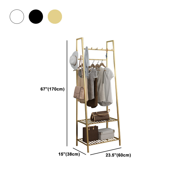 Industrial Entryway Hall Tree with Two Storage Shelves, Hall Stand with Two Hanging Rail