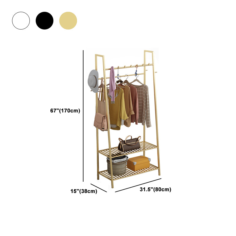 Industrial Entryway Hall Tree with Two Storage Shelves, Hall Stand with Two Hanging Rail