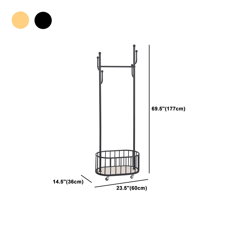 Metal Entry Hall Tree with Hooks Modern Basket Storage Coat Hook