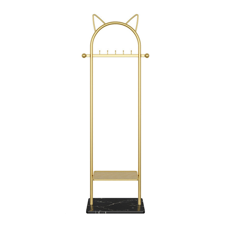 Metal Hall Stand, Hall Tree with Storage Shelf & Hanging Rail, Gold and Black