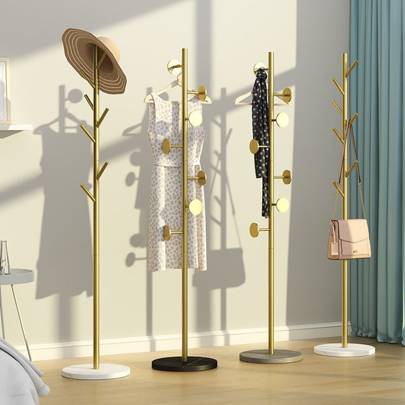 Designer Metal Coat Rack Marble Bottom Coat Rack with Hooks Hall Tree