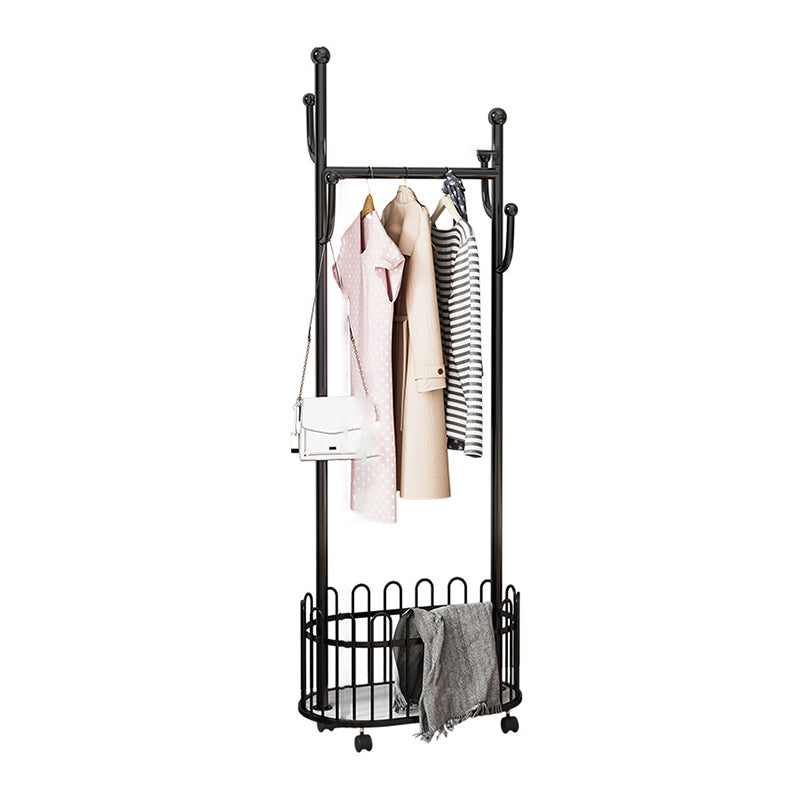 Metal Coat Hanger Entry Hall Tree Storage Bench and Hooks Coat Rack