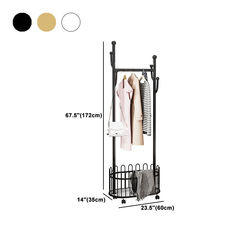 Metal Coat Hanger Entry Hall Tree Storage Bench and Hooks Coat Rack