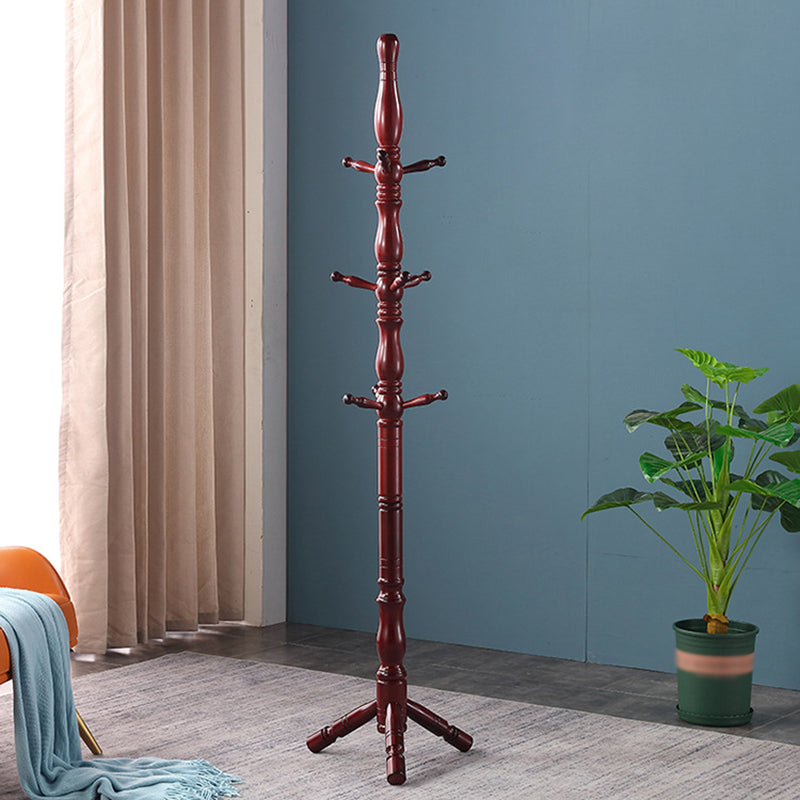 Modern Style Hall Tree, Wooden Brown Steady Hall Stand for Entryway