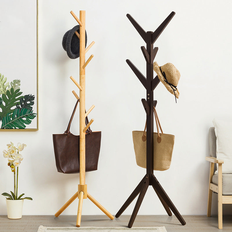 Wooden Hall Stand Entryway Hook Tripod Steady Hall Tree Coat Hanger