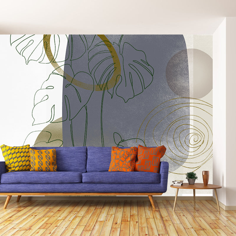 Plants Illustration Mildew Resistant Wallpaper Environmental Sleeping Room Wall Mural